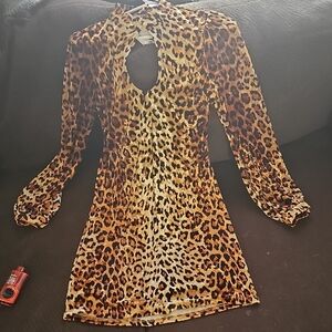 Leopard Print Long Sleeve Dress